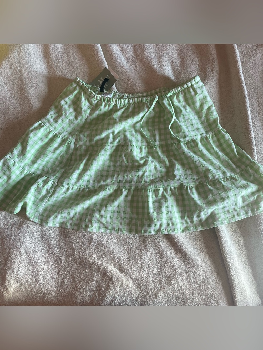 h and m light green gingham skirt